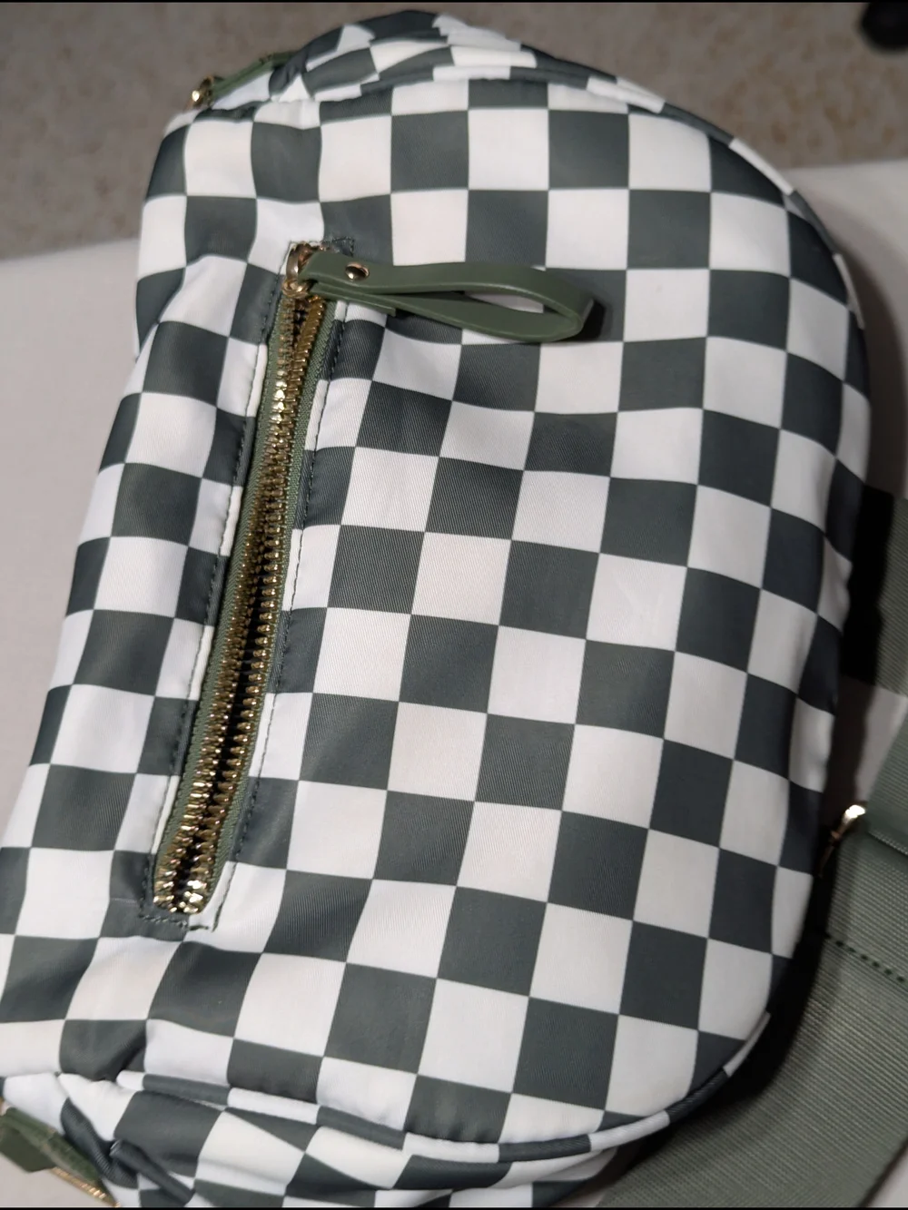 Checkerboard Crossbody Bag in Black & White